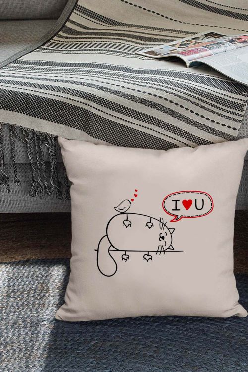 Poduszka Bawełniana Canvas Kitty - I heart you 