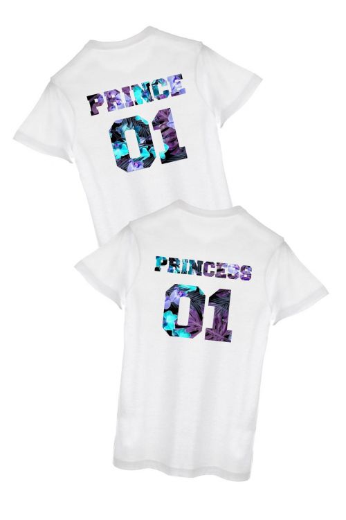 Komplet T-shirt dla par Prince 01 & Princess 01 tropical blue