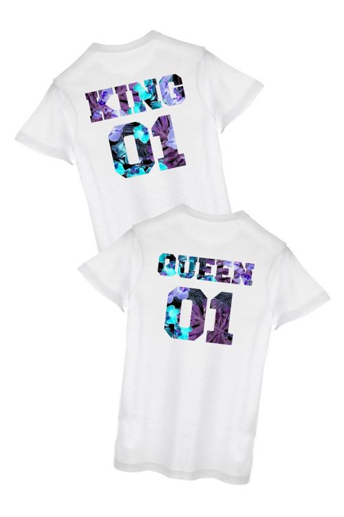 Komplet T-shirt dla par King 01 & Queen 01 tropical blue