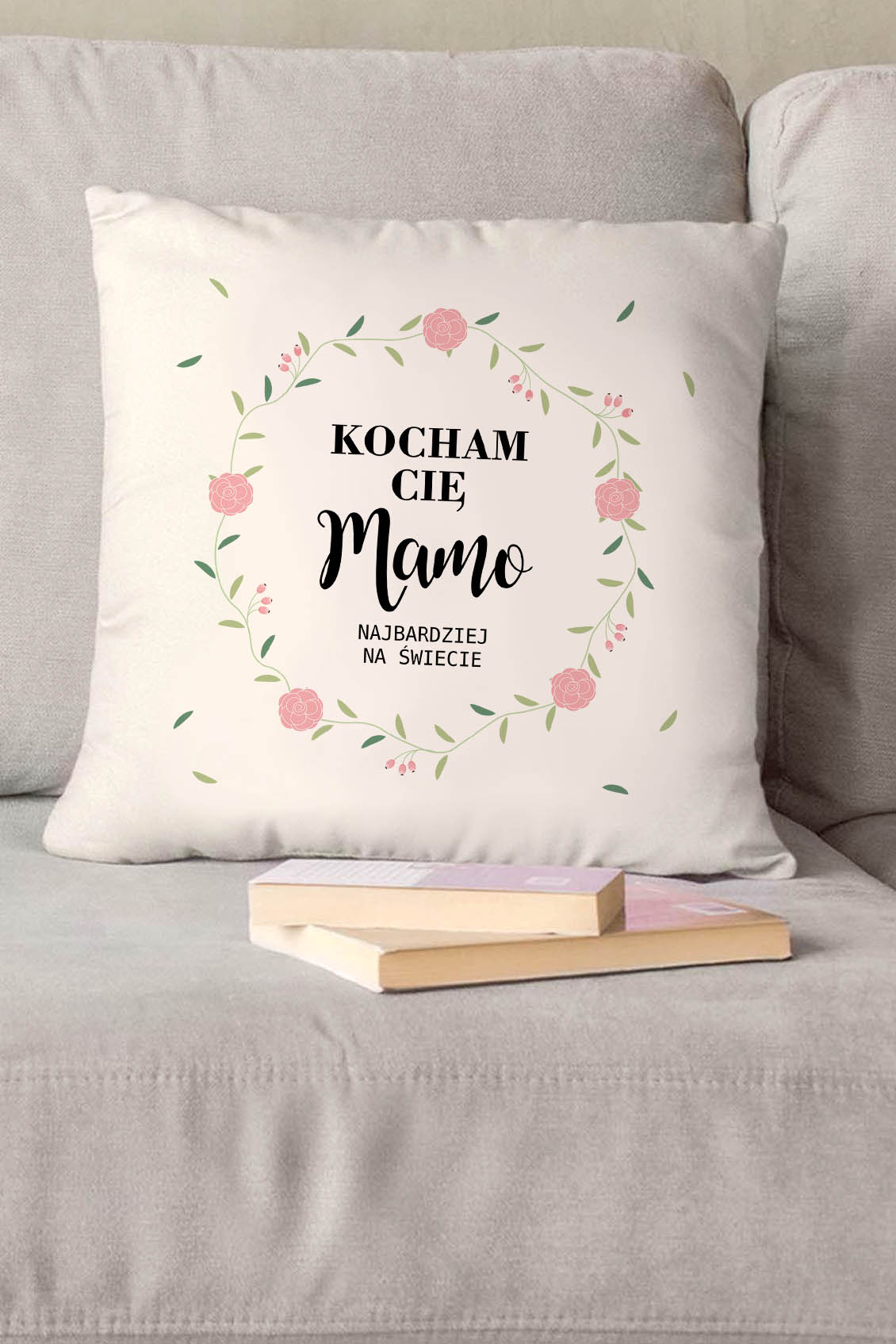 Poduszka Bawełniana Canvas Kocham Cię Mamo najbardziej na świecie