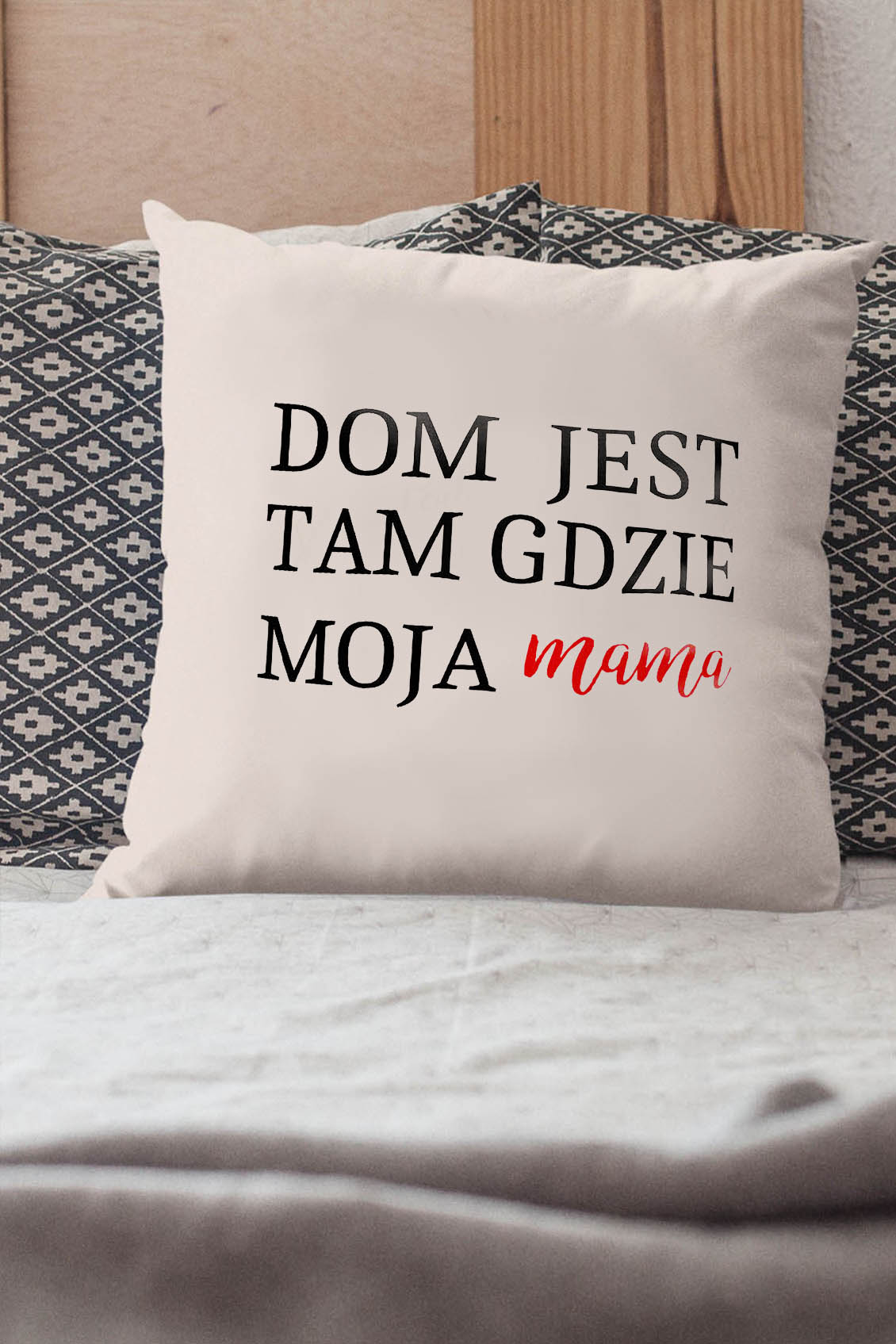 Poduszka Bawełniana Canvas Dom jest tam gdzie moja mama