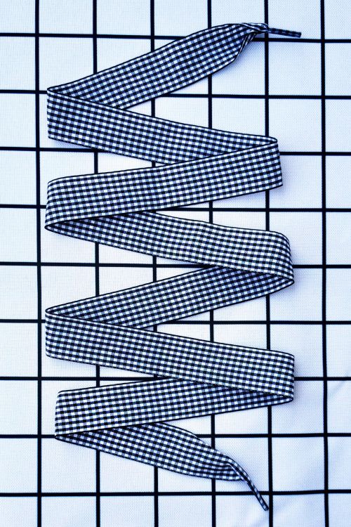 Wstążka Drobna Krata Czarna