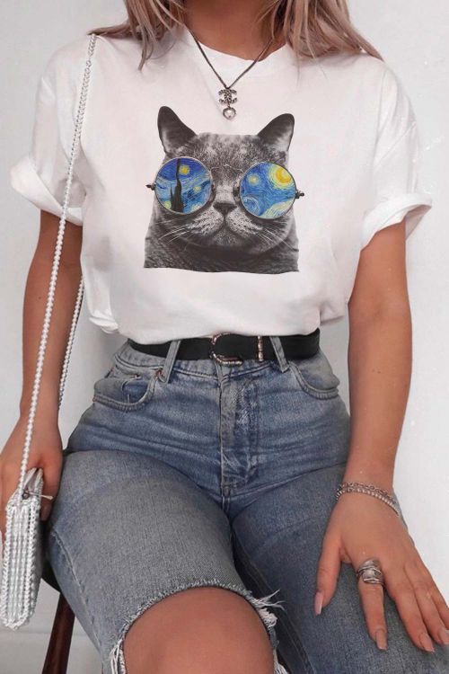T-shirt Van Gogh Cat