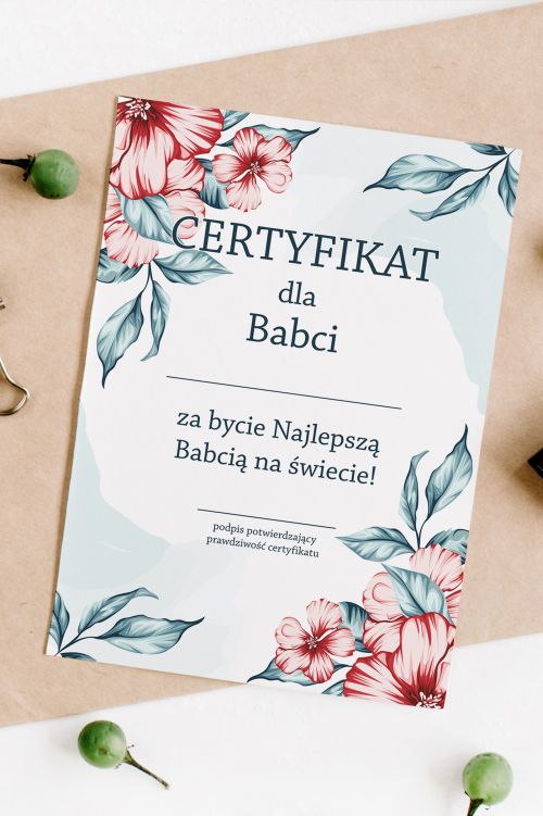 Certyfikat dla Najlepszej Babci