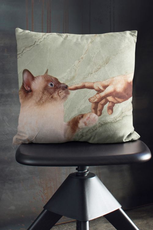 Poduszka Michelangelo Hands Cats Art
