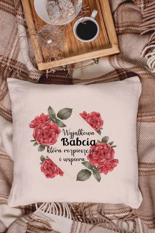 Poduszka Bawełniana Canvas Róże Babci