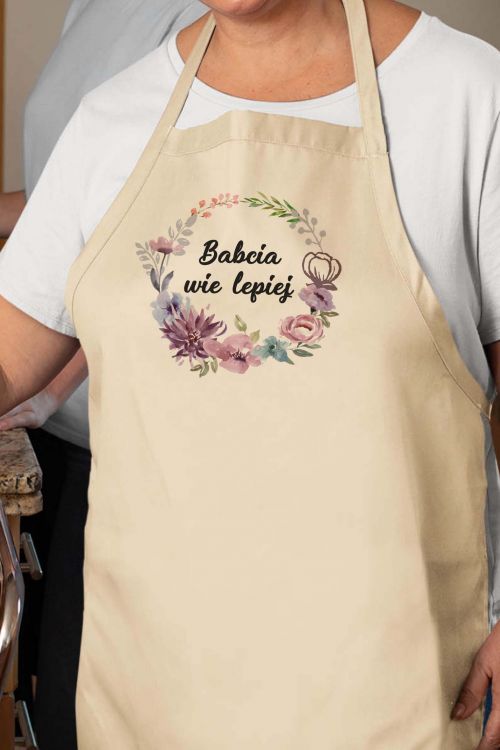 Fartuch Bawełniany Babcia wie lepiej kwiaty