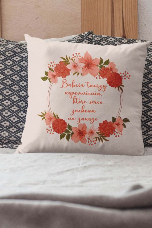 Poduszka Bawełniana Canvas Babcia tworzy wspomnienia