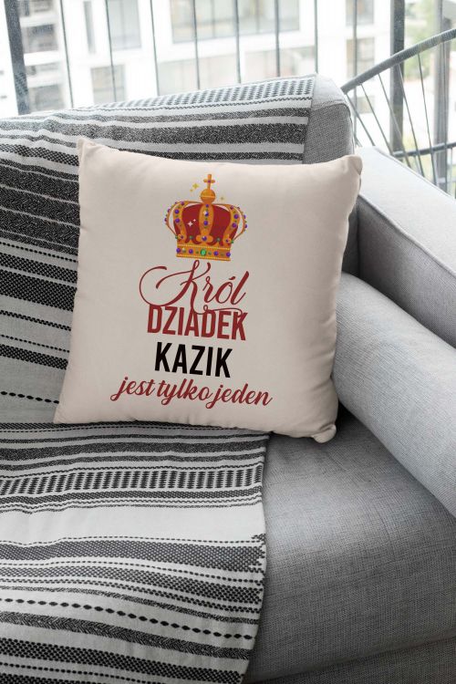 Poduszka Bawełniana Canvas PERSONALIZOWANA Król Dziadek