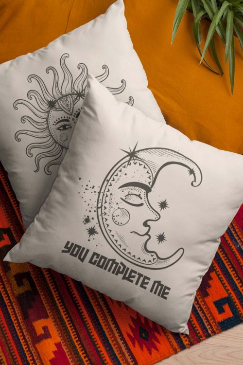 Komplet poduszek bawełnianych Canvas Sun and moon cuple