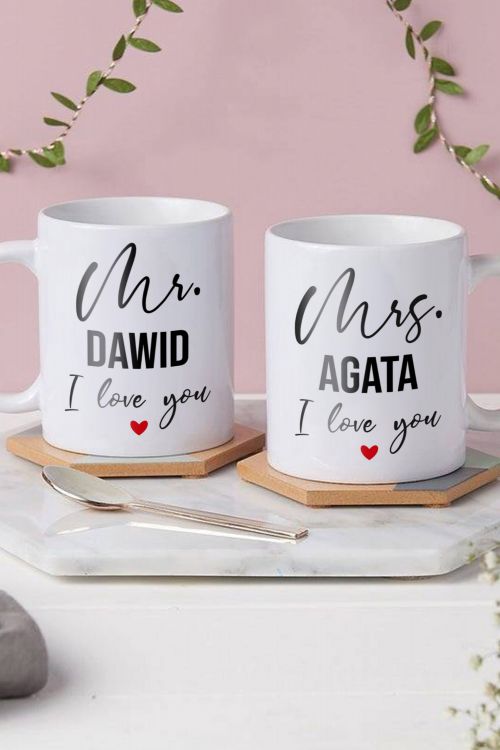 Komplet kubków PERSONALIZACJA Mrs. and Ms. love