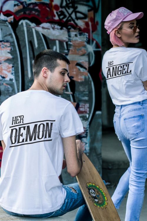 Komplet T-shirt dla par Demon and Angel