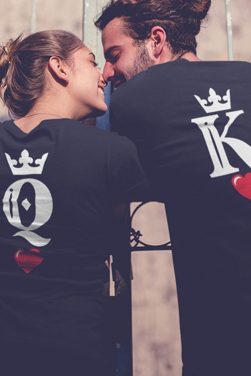 Komplet T-shirt dla par King and Queen heart