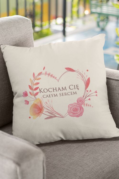 Poduszka Bawełniana Canvas Kocham Cię całym sercem