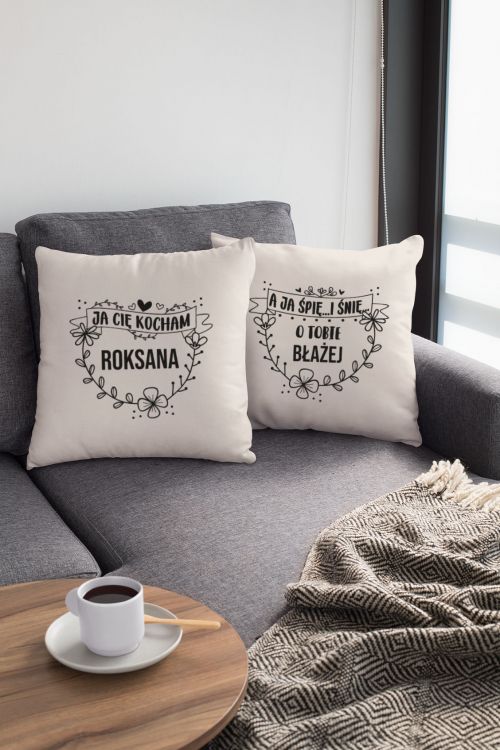 Komplet poduszek bawełnianych PERSONALIZACJA Kocham śnię couple