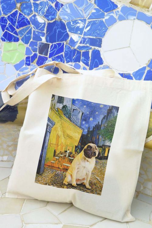 Torba Eko Pug in the cafe