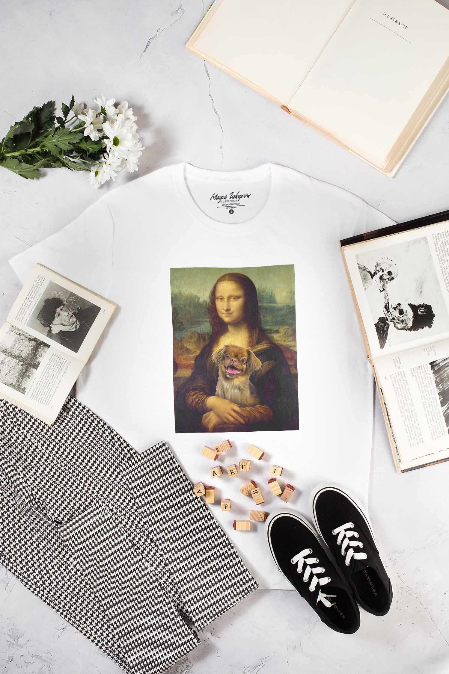 T-shirt Mona Lisa With Pekingese
