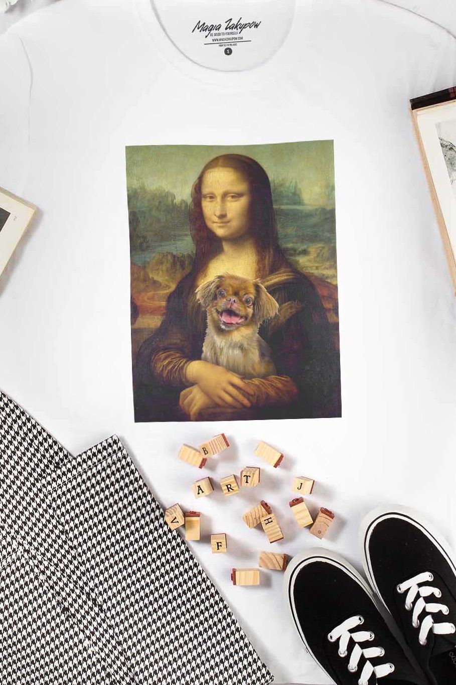 T-shirt Mona Lisa With Pekingese