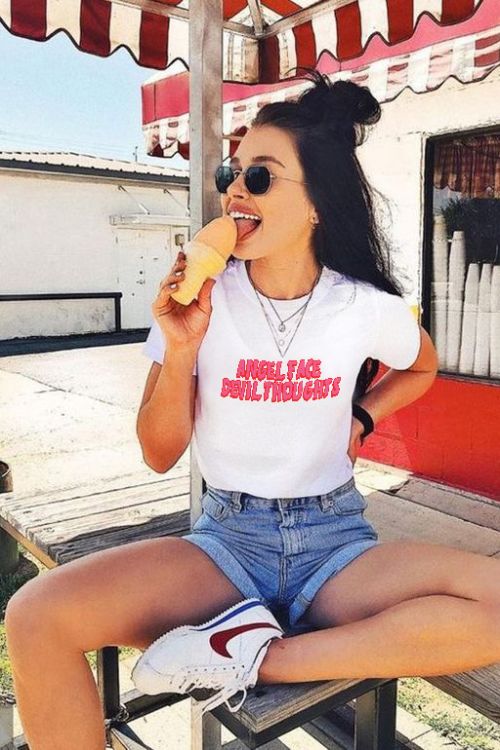 T-shirt Angel face devil thoughts