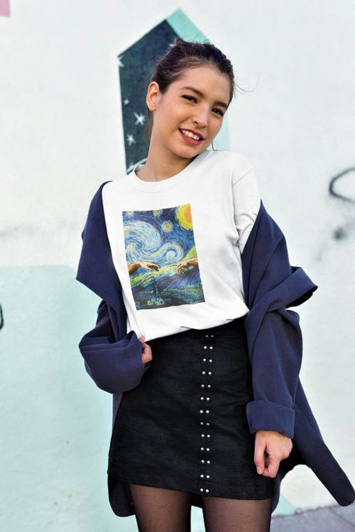 T-shirt Michelangelo collage Van Gogh