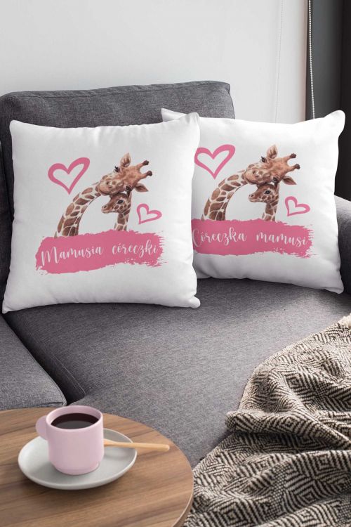 Komplet poduszek bawełnianych dla Mamy i Córki Żyrafki