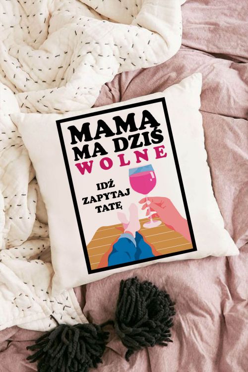 Poduszka Bawełniana Canvas Mama ma dziś wolne