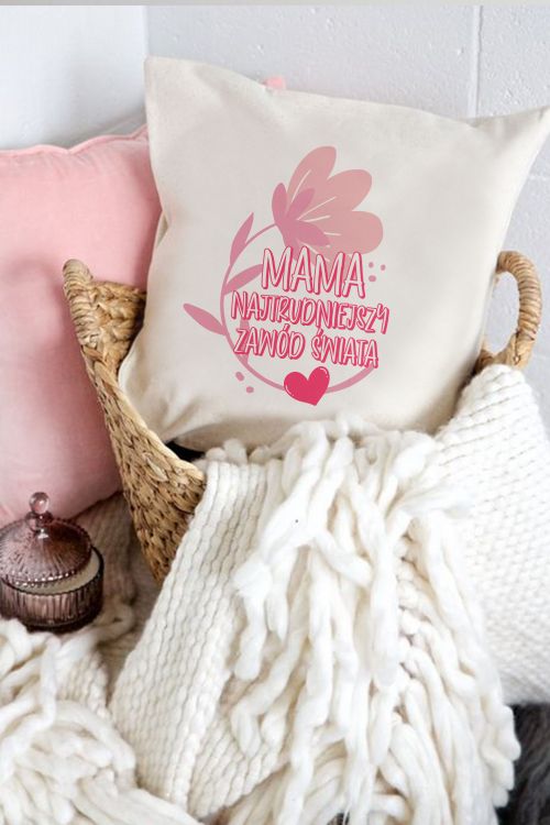 Poduszka Bawełniana Canvas Mama najtrudniejszy zawód