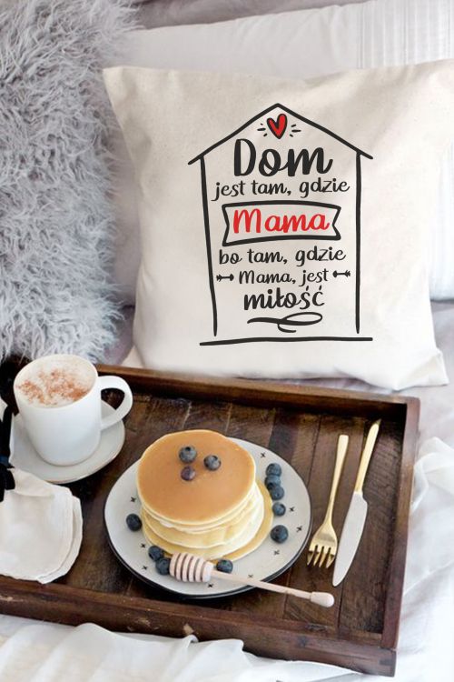 Poduszka Bawełniana Canvas Dom jest tam gdzie Mama