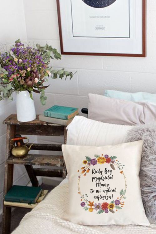 Poduszka Bawełniana Canvas Kiedy Bóg przydzielał mamę