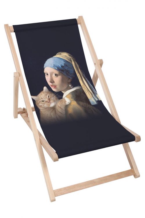 Leżak Klasyczny Girl With Cat