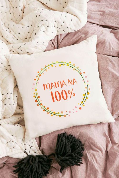 Poduszka Bawełniana Canvas Mama na 100%