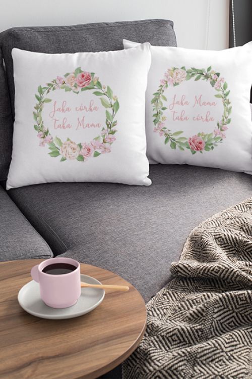 Komplet poduszek bawełnianych dla Mamy i Córki Kwiaty