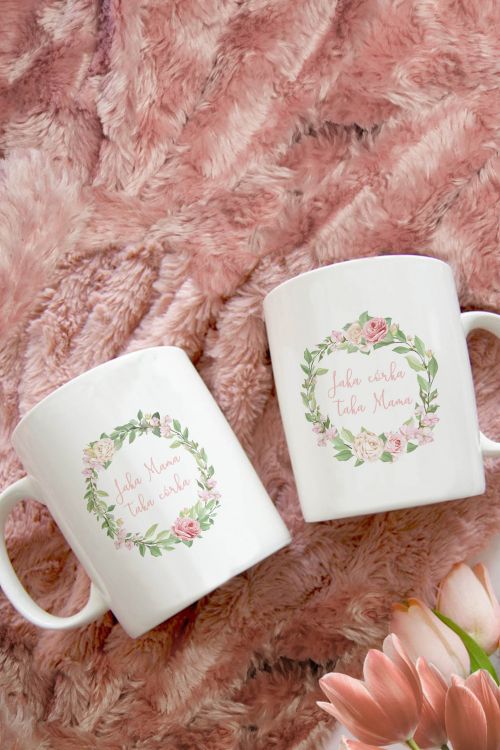Komplet kubków dla Mamy i Córki Kwiaty