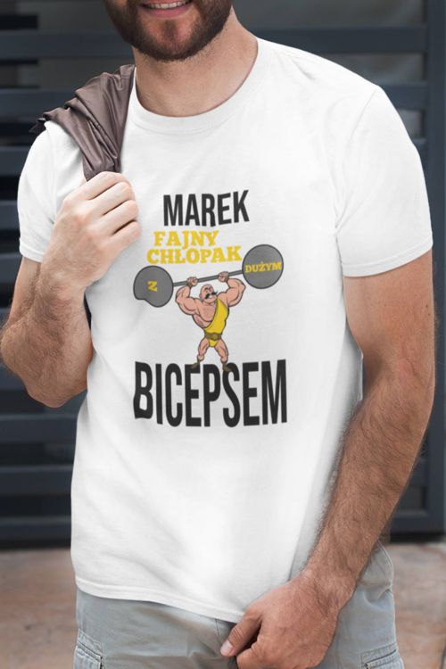 T-shirt PERSONALIZACJA Chłopak z bicepsem