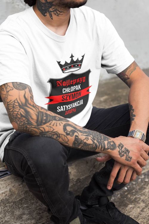 T-shirt PERSONALIZACJA Chłopak satysfakcja 100%