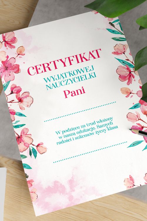 Certyfikat Wyjątkowej Nauczycielki