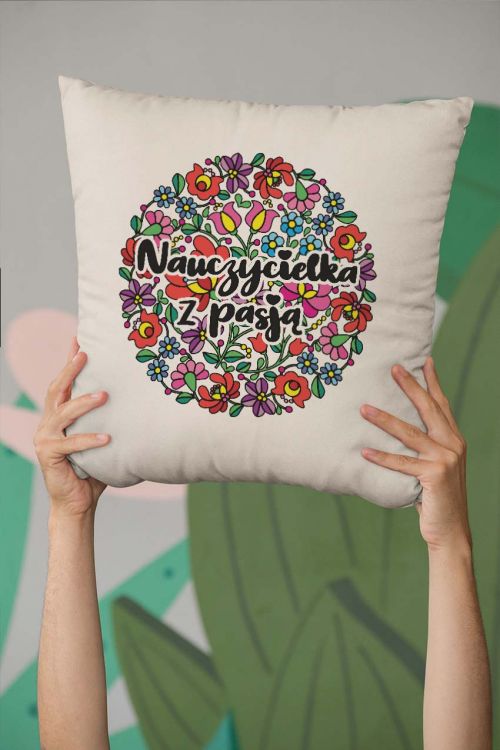 Poduszka Bawełniana Canvas Nauczycielka z Pasją