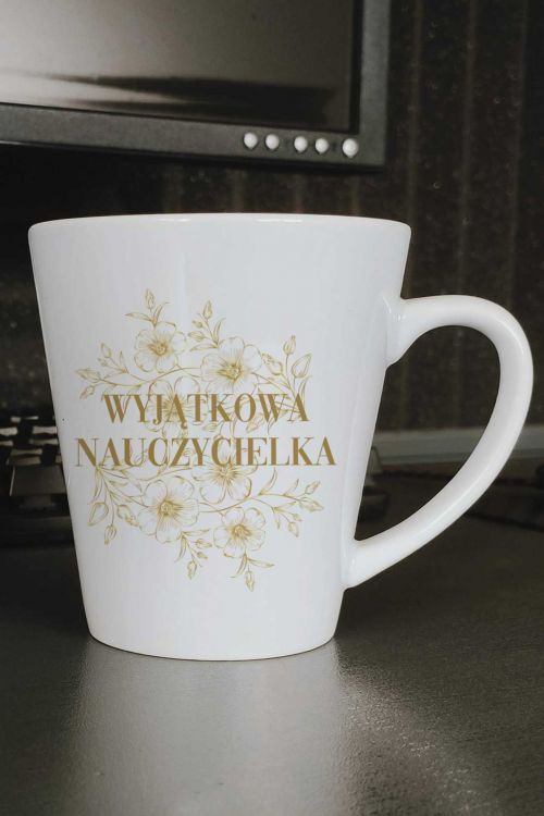 Kubek Latte Regular Wyjątkowa Nauczycielka Złote Kwiaty