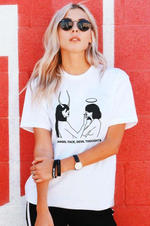 T-shirt Angel Face Devil Thoughts 