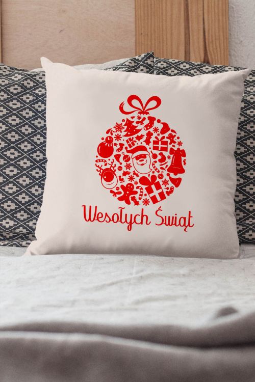 Poduszka bawełniana Canvas Świąteczna Bombka