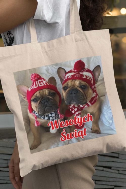 Torba eko French Dog Wesołych Świąt