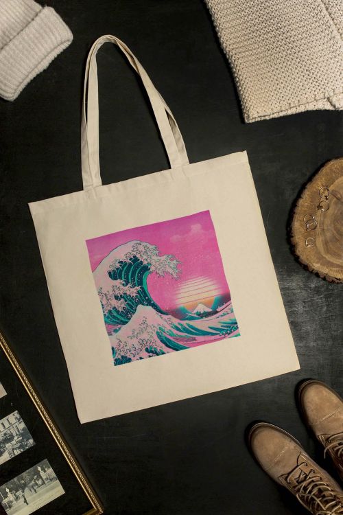 Torba Bawełniana XXL Neon Hokusai