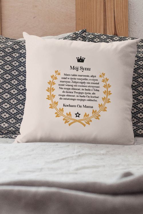 Poduszka bawełniana Canvas Mój Synu Kocham Cię Mama