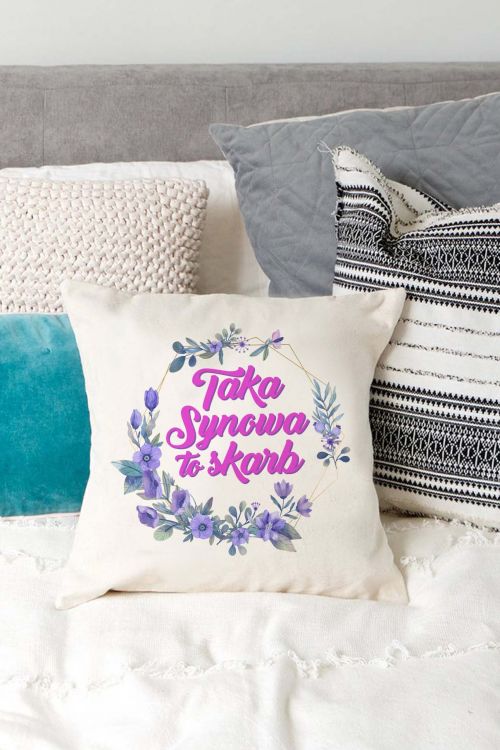 Poduszka Bawełniana Canvas Synowa To Skarb