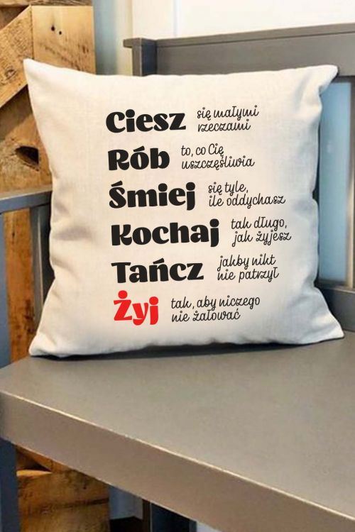Poduszka Bawełniana Canvas Kochaj, Tańcz, Żyj