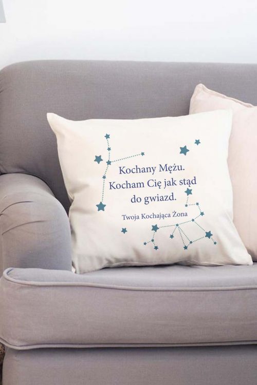 Poduszka Bawełniana Canvas Mężu Kocham Cię do Gwiazd