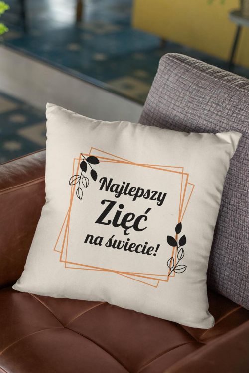 Poduszka Bawełniana Canvas Najlepsza Zięć Ramka
