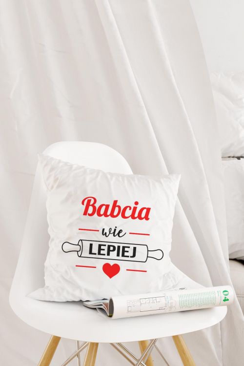 Poduszka bawełniana Canvas Babcia Wie Lepiej Wałek