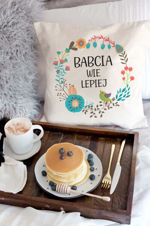 Poduszka Bawełniana Canvas Babcia Wie Lepiej Folk