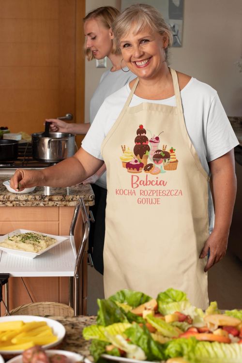 Fartuch Bawełniany Babcia Kocha Rozpieszcza Gotuje